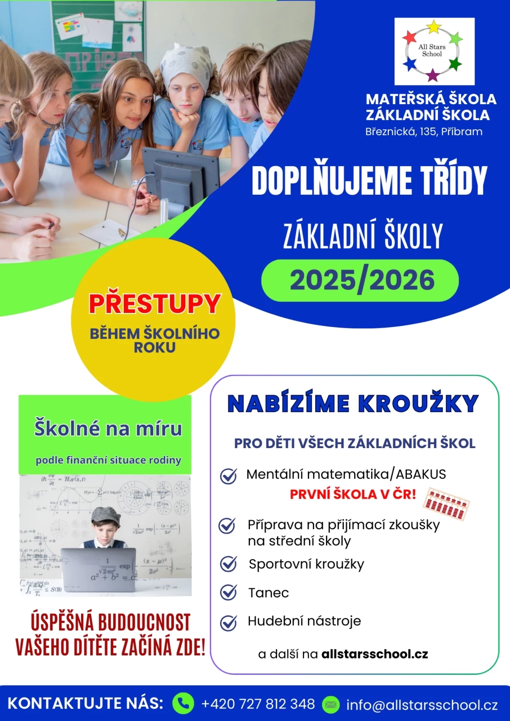 Doplňujeme třídy základní školy 2025/2026